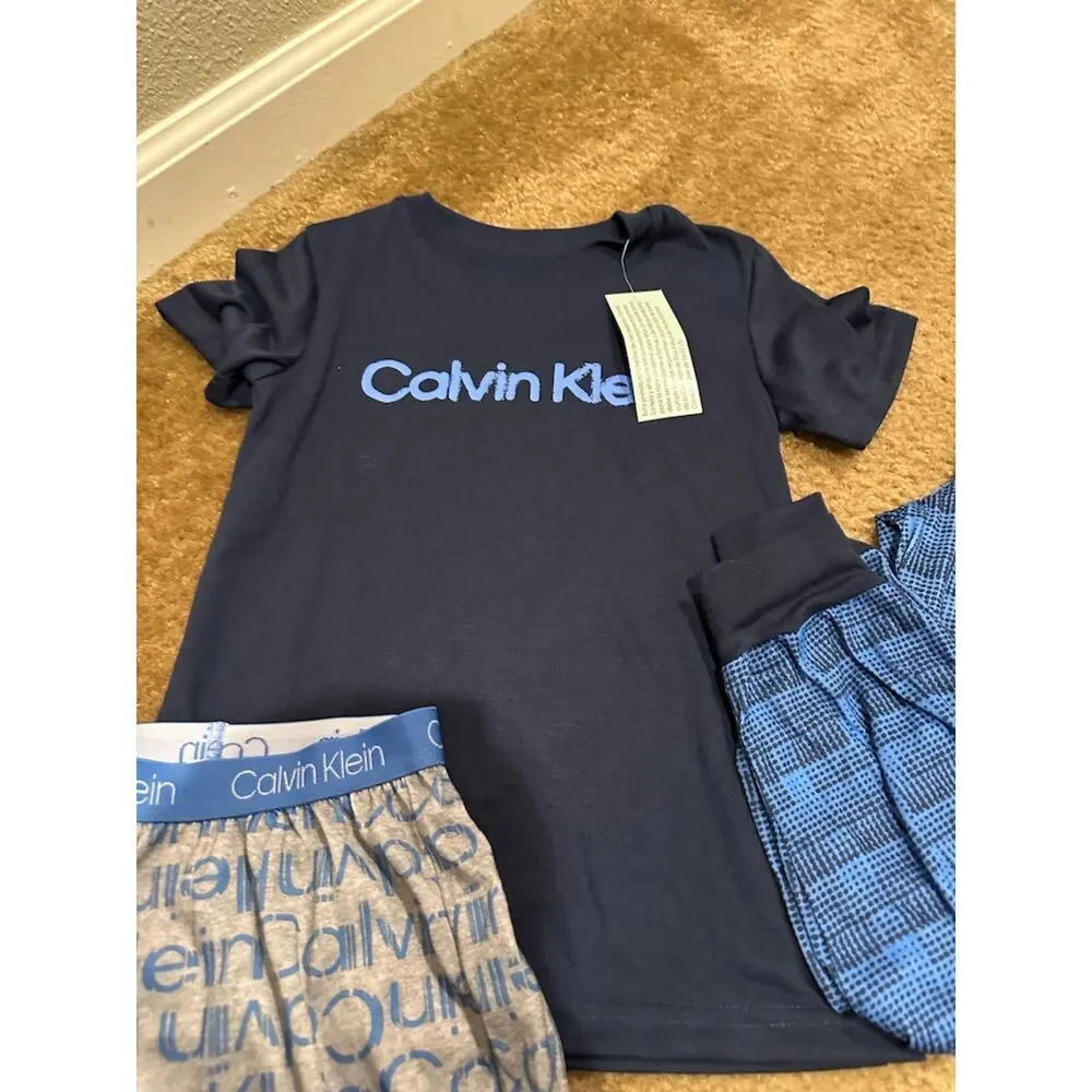 NEW Calvin Klein Boys 3 Piece Pajama Set (Top, Pants, Shorts) Size XS 5//6